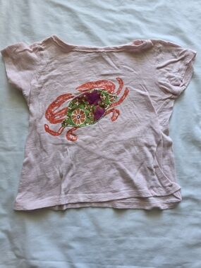 Crewcuts Pink Short Sleeve Tee with Colorful Crab Graphic